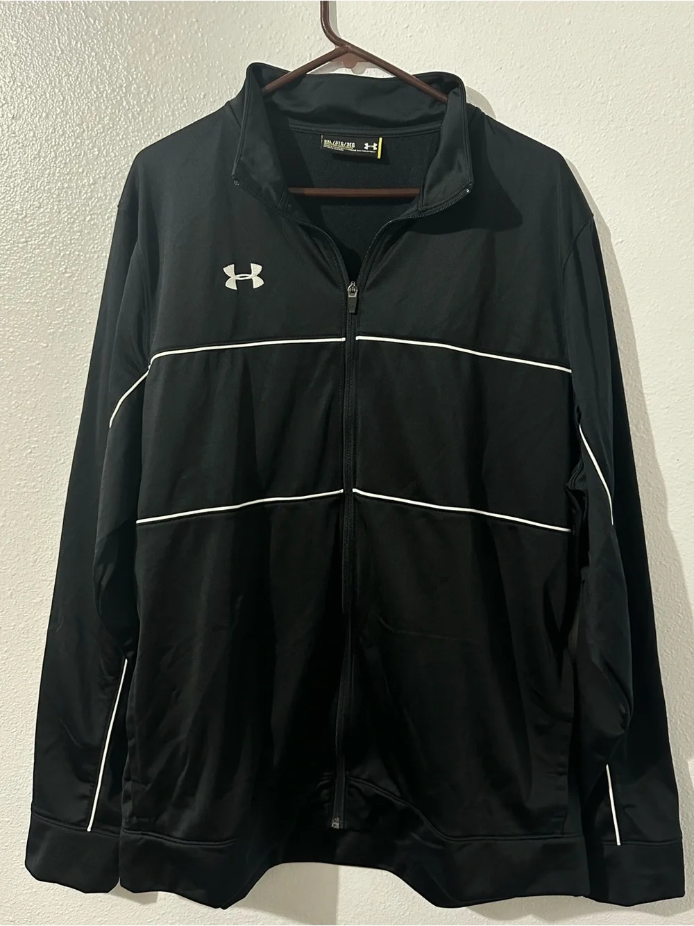 Under Armour Mens 3XL Loose Fit Black Striped Full Zip Athletic Track Jacket